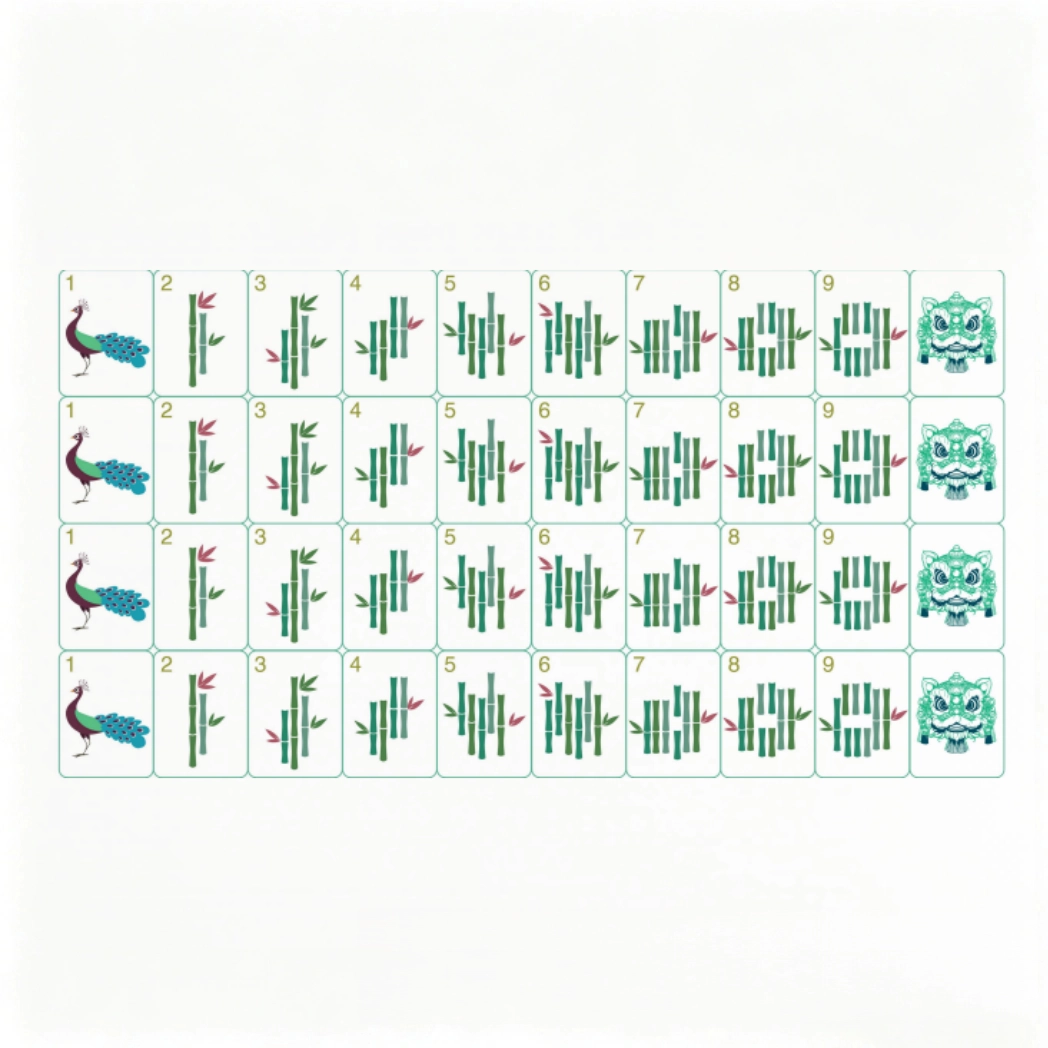 Modern Bamboo Mahjong Tiles Warrior Bloom