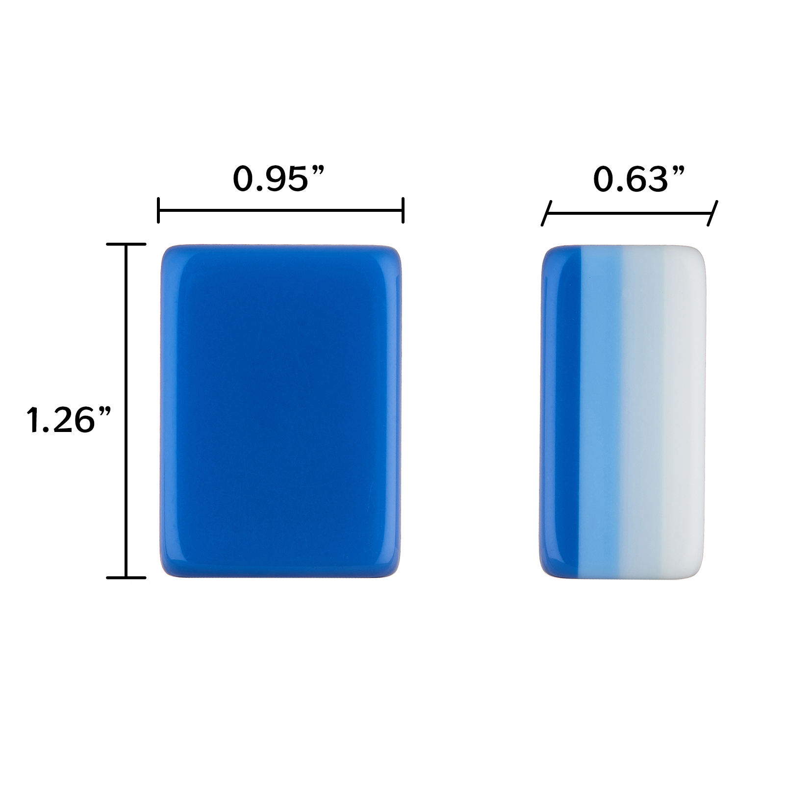 OMHJGO Lucky Knot blue 4-layer acrylic tile dimensions 1.26 by 0.95 inches.