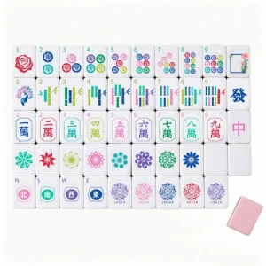 Full Set of OMHJGO Vibrant Peony Mahjong Tiles